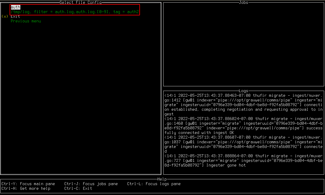 File config selection menu