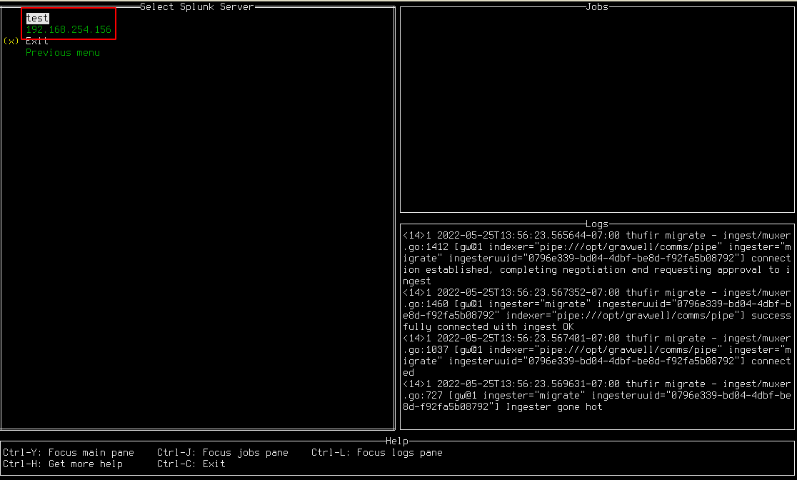 Splunk server selection